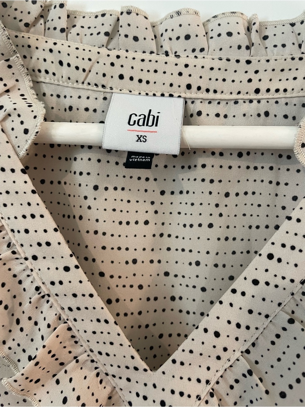 CAbi Cream Sleeveless V-Neck Top with Black Polka Dots - Picture 2 of 2
